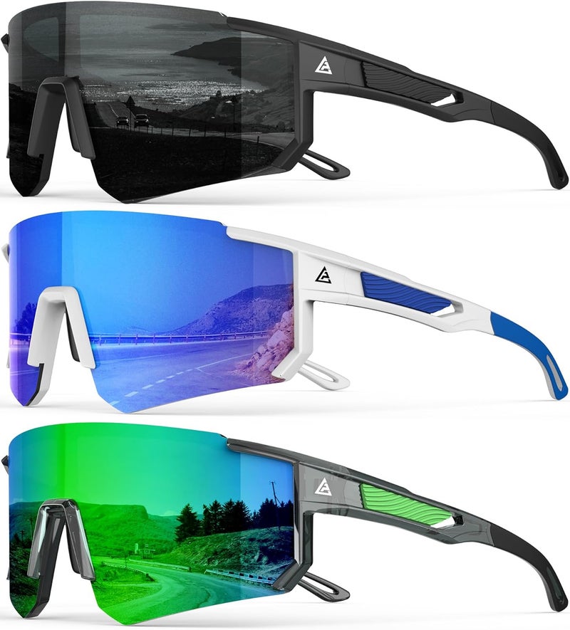 QALLY Store Polarized Sports Sunglasses for Men, UV400 Protection Mens Sunglasses Wrap Around Sun Glasses for Cycling Running - Image 1